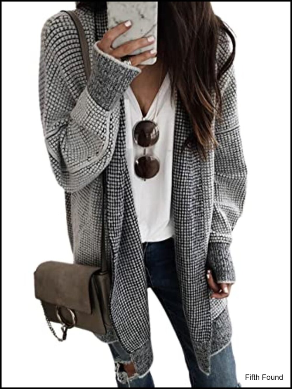 Oversized Open Front Cardigan Sweater with Batwing Sleeves